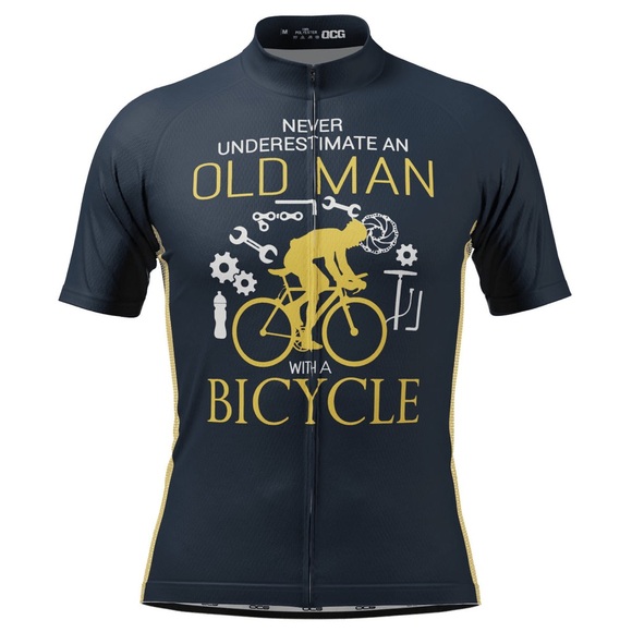 Source Unknown Other - Men's Never Underestimate An Old Man Short Sleeve Cycling Jersey, Size M